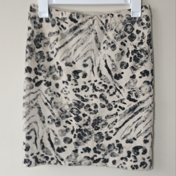 Pauw Amsterdam Sz 1 Cheetah Print Wool Cashmere Beige‎ White Lined Mini Skirt - Picture 3 of 10